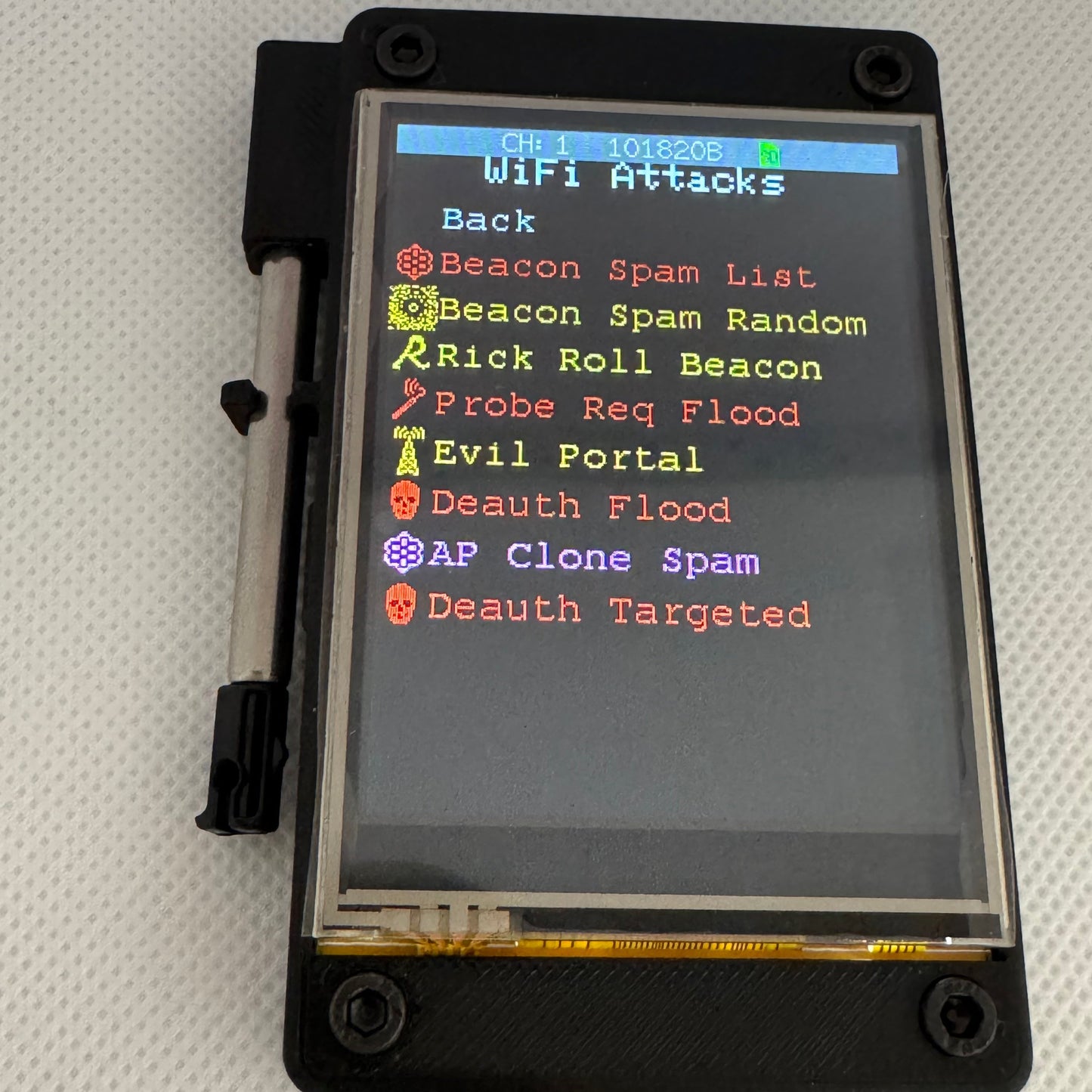 ESP32 Marauder - WiFi Attacks - Black -Front View